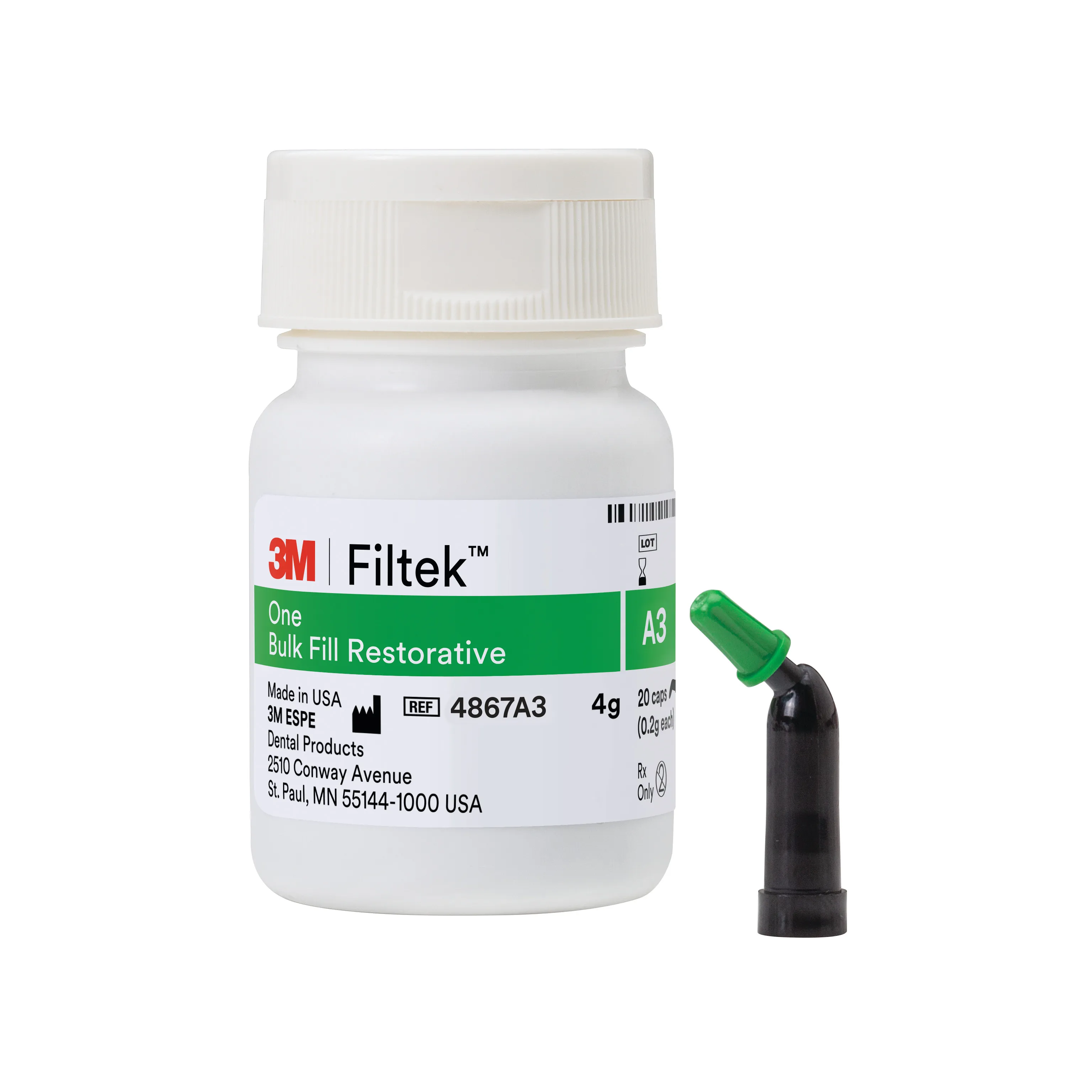 3M™ Filtek™ One Bulk Fill Matériau de restauration postérieure, en capsules, teinte A3