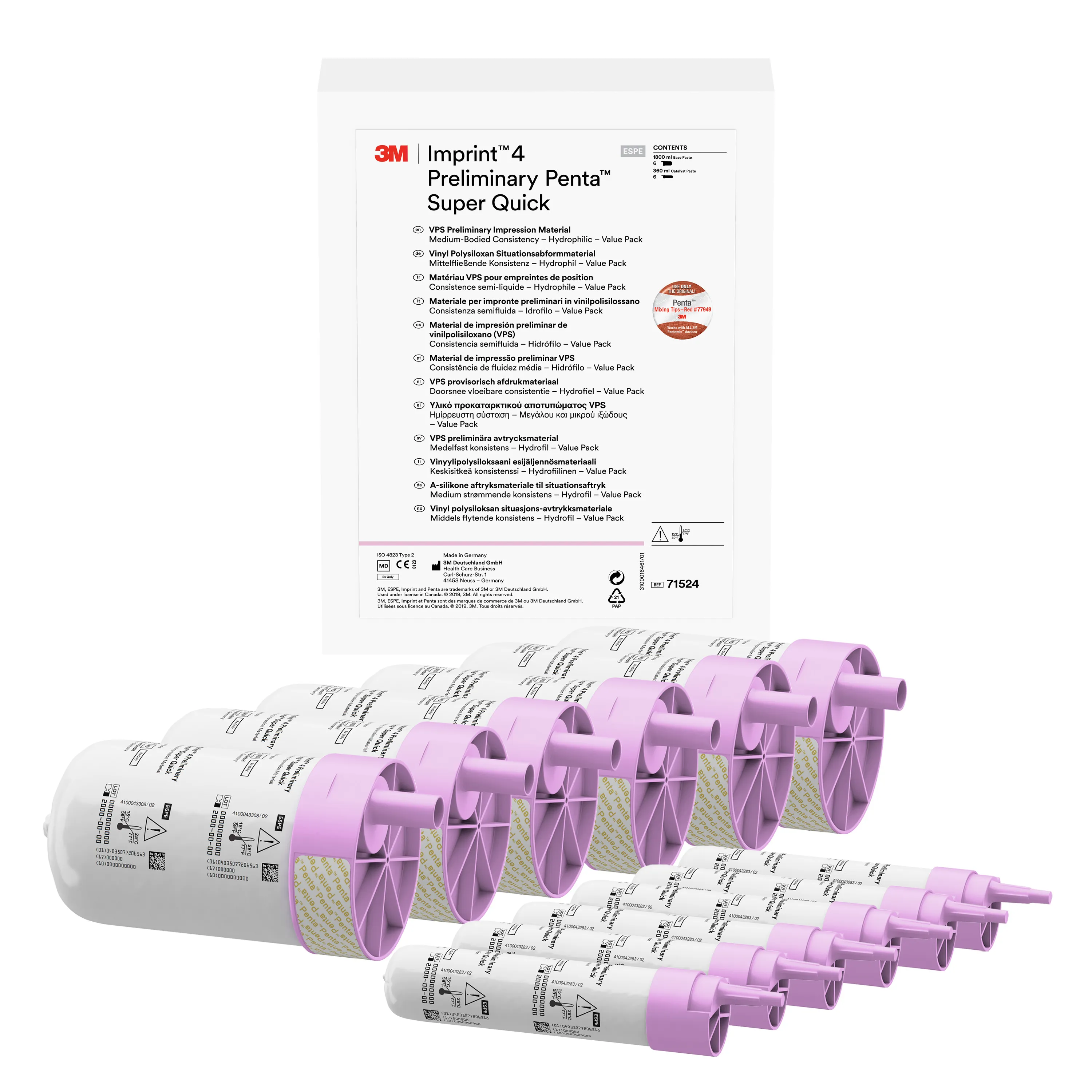 3M™ Imprint™ 4 Matériau d'empreinte préliminaire VPS, Super Quick, boîte triple