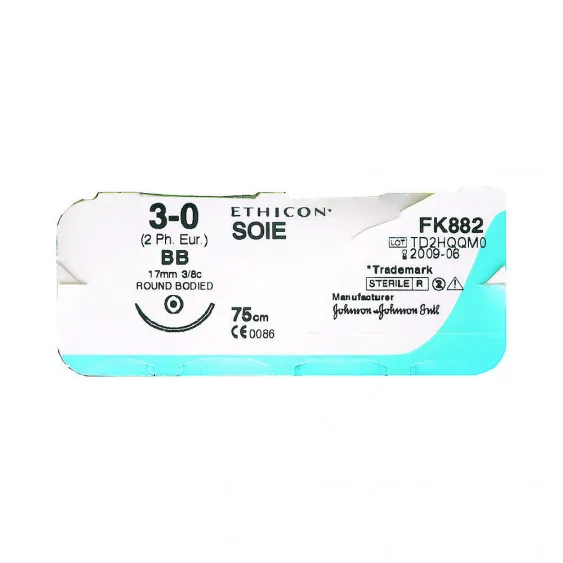 Ethicon Soie 3-0 17 Mm 75 Cm Rond