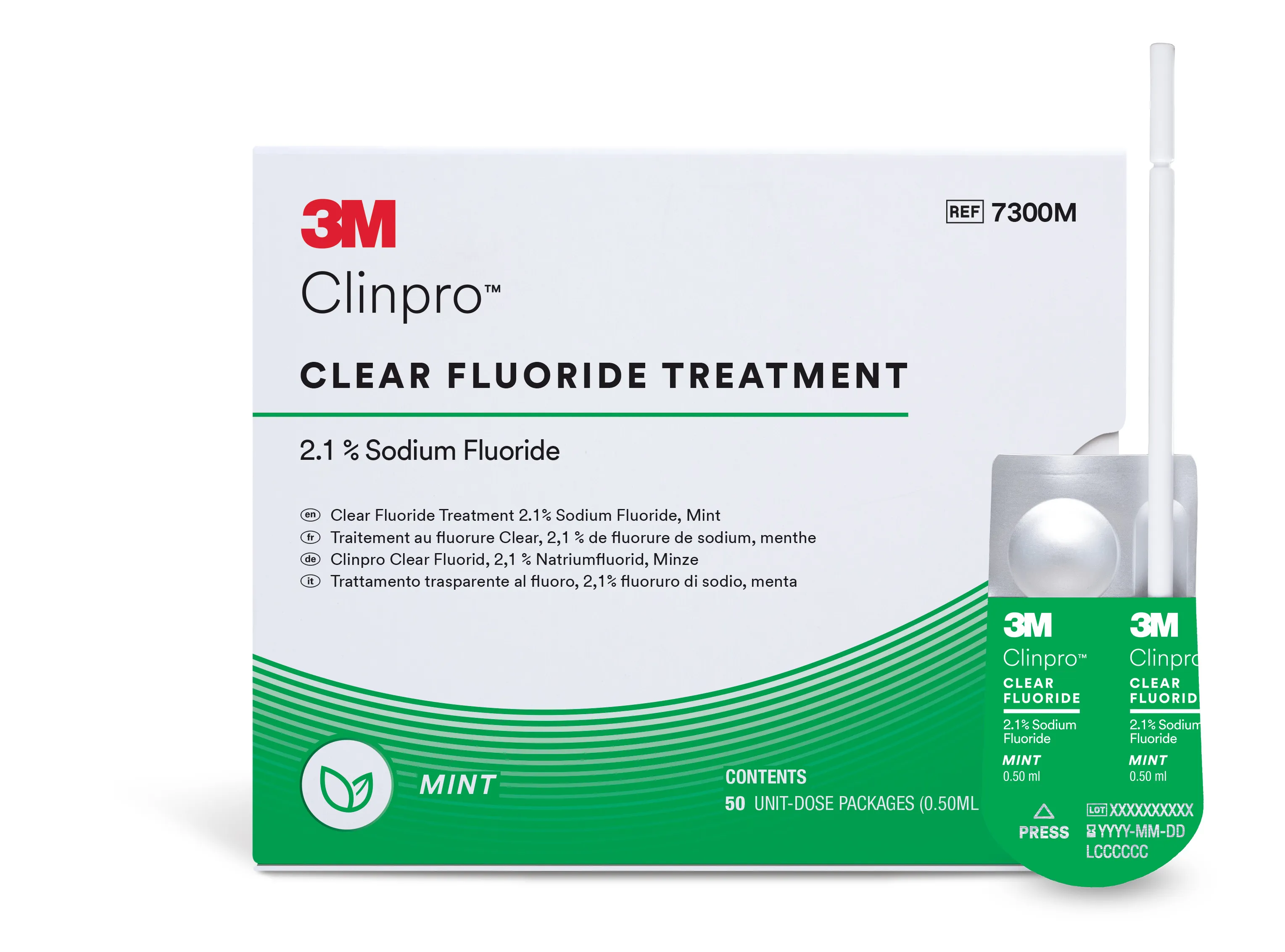 3M™ Clinpro™ Clear Fluorure, traitement à usage unique 50 L-Pop™ goût menthe