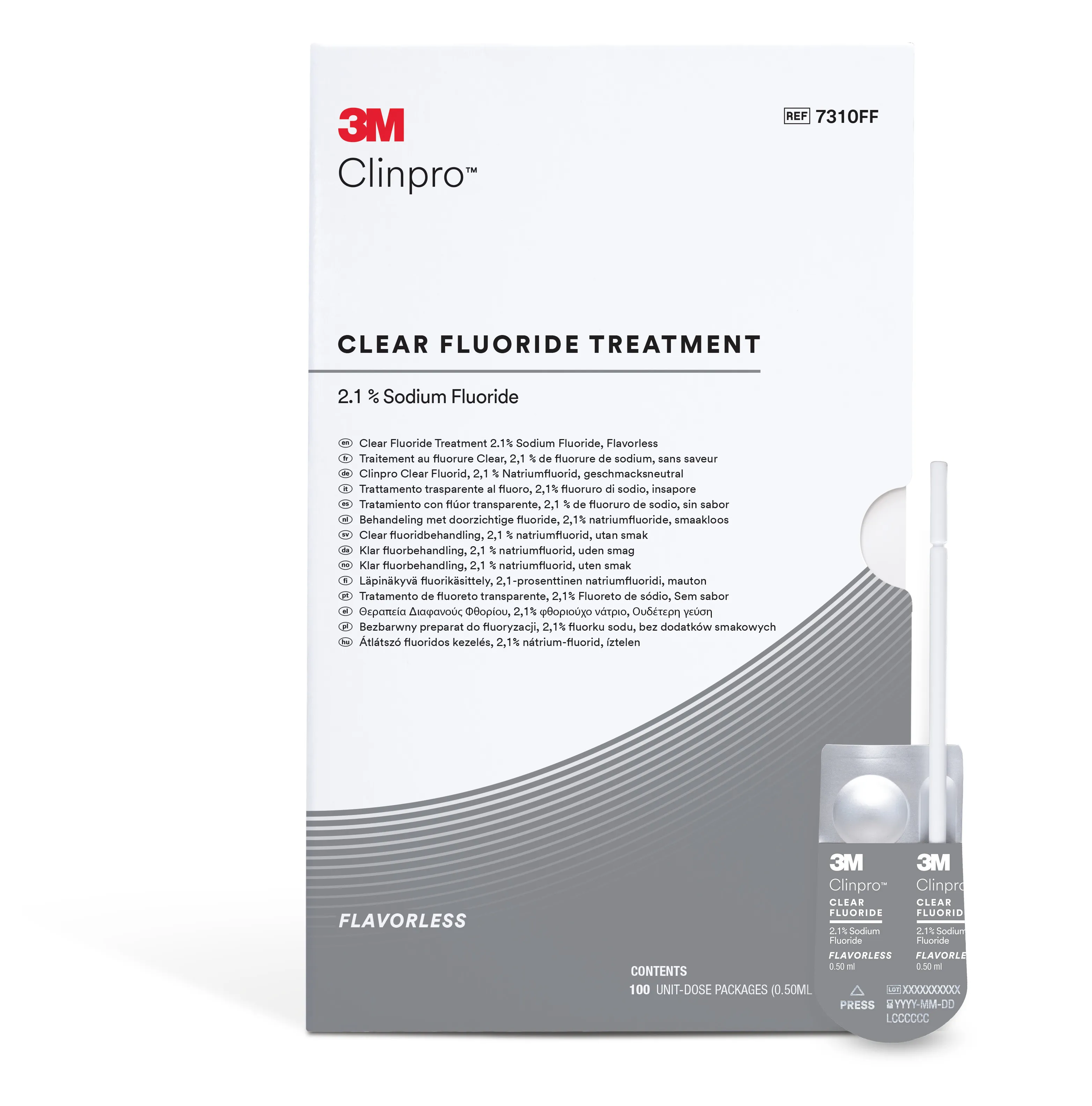 3M™ Clinpro™ Clear Fluorure, traitement à usage unique 100 L-Pop™ sans goût