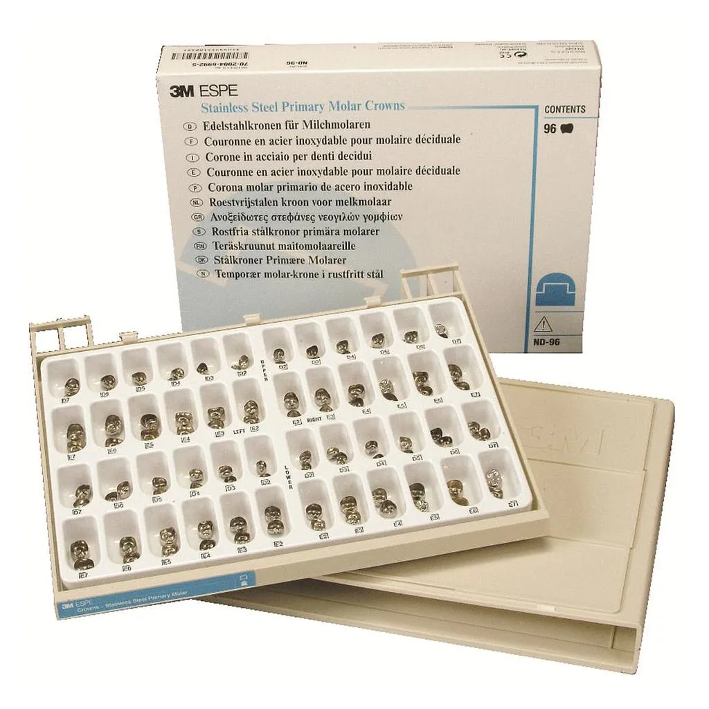 3M™ Couronnes en acier inoxydable pour molaires lactéales, kit ND-96