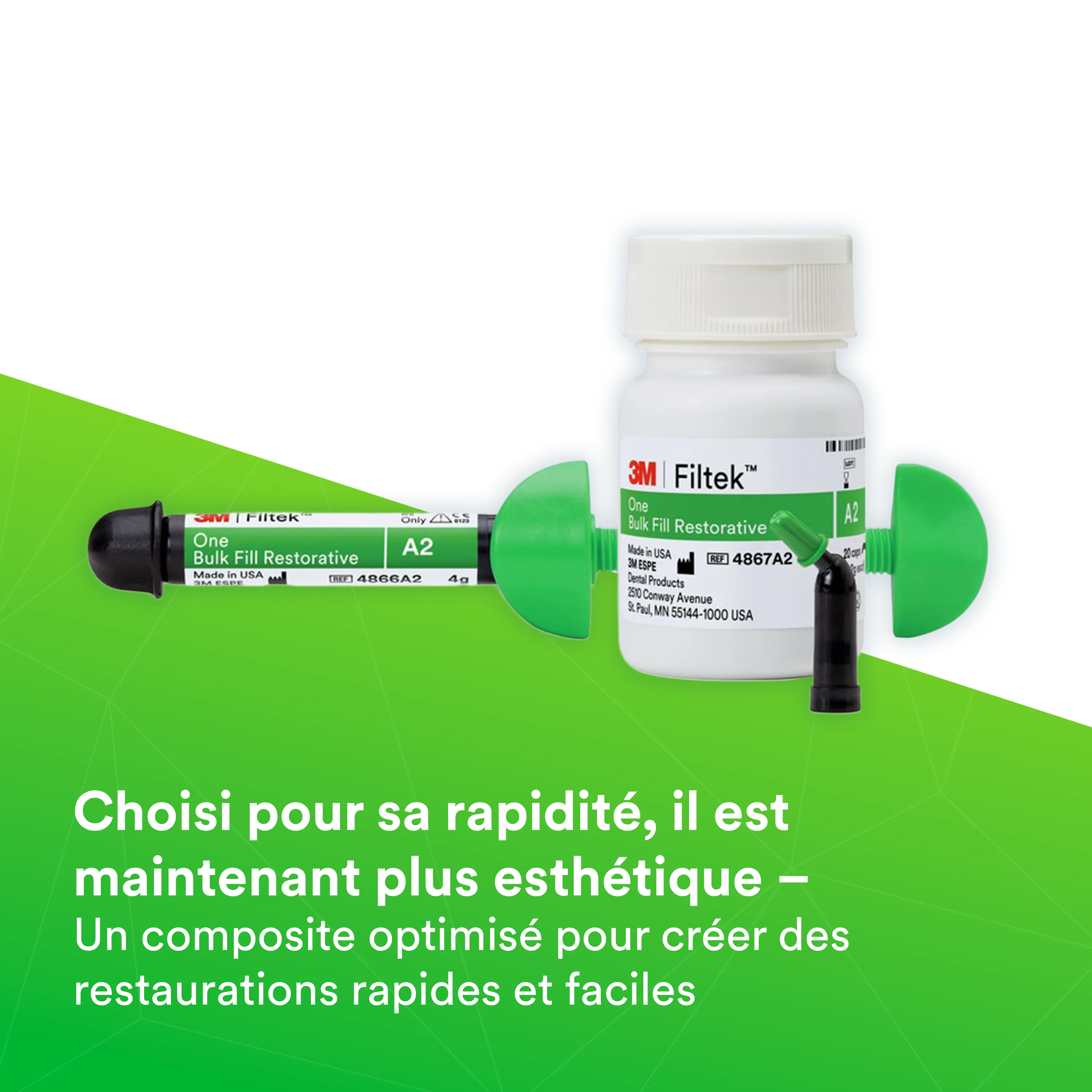 3M™ Filtek™ One Bulk Fill Matériau de restauration postérieure, en capsules, teinte A2